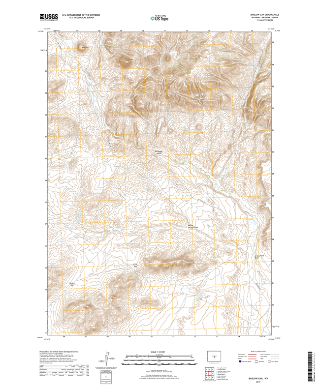 Barlow Gap Wyoming - 24k Topo Map