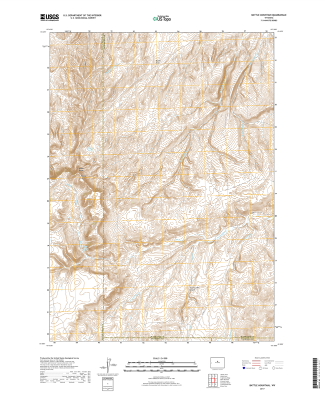 Battle Mountain Wyoming - 24k Topo Map