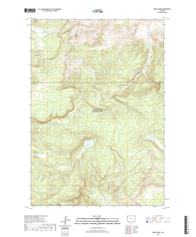 Beach Lake Wyoming - 24k Topo Map