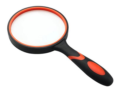 2 Inch Handheld Magnifier 10X Zoom. The size of this magnifier is well built with 10 times zoom. The materials are rubber and glass. Perfect for the home or office. The lens diameter is 65 mm (2 inches). Ideal for viewing fine details in books, small prin