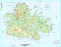 ANTIGUA ST KITTS NEVIS.  This is a very detailed map of Antigua on one side, and St. Kitts and Nevis on the reverse.  It is color-coded to elevation at 1.:32,000 and 1:1:35,000 scale showing roads and points of interest.