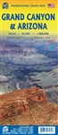 Arizona & the Grand Canyon Travel map.  This is a double-sided map showing access areas, viewpoints and trails.  it shows wilderness campgrounds, parks, attractions, and a large inset map of Flagstaff for those driving Route 66. main attractions are highl