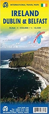 Ireland - Dublin & Belfast Travel & Road map. This map showcases all of Ireland, Dublin and Belfast. Includes a listing of the top tourist attractions. Whether you want to visit the Guinness Stonehouse brewery, the Titanic display in Belfast or a beautifu