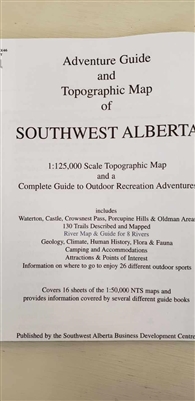 SW Alberta Adventure Guide & Topographic Map. This map covers Waterton, Castle, Crowsnest Pass, Porcupine hills and the Oldman areas. There are 130 trails that are describes and mapped in detail on this excellent map. Includes a river map and guide for ei