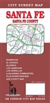 Santa Fe County street map. This detailed road map includes Edgewood, Ed Dorado, Glorieta, Los Campanas, Loa Cerrilos and adjoining communities. Also, a map of downtown and a county map.