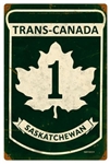 Replica Trans-Canada Highway 1 - Saskatchewan Metal Sign measures 12 inches by 18 inches and weighs in at 2 lb(s). This Metal Sign is hand made in the USA using heavy gauge American steel.