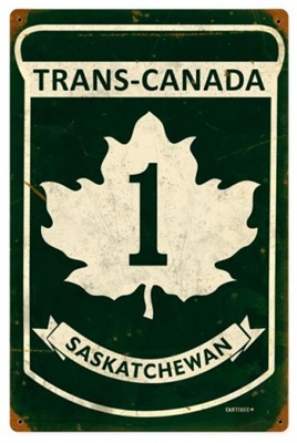 Replica Trans-Canada Highway 1 - Saskatchewan Metal Sign measures 12 inches by 18 inches and weighs in at 2 lb(s). This Metal Sign is hand made in the USA using heavy gauge American steel.