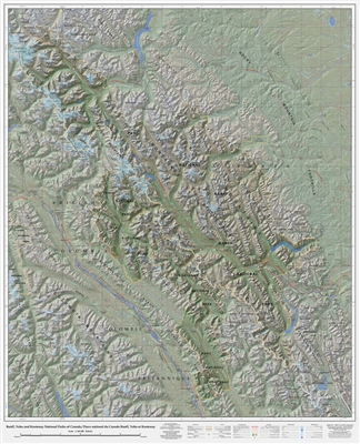 Banff, Yoho & Kootenay National Park Map. This Banff, Yoho and Kootenay National Parks map includes centennial highlights and photos of this spectacular World Heritage Site. Shows 3D relief.