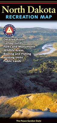 The North Dakota Recreation Map is the first map product to show the real richness of recreation potential in The Peace Garden State. One side provides a full state map that features Public & Tribal Lands, extensive highway detail, point-to-point mileages