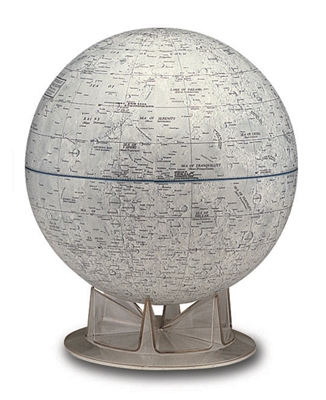 Precise & Detailed 12 inch Moon Globe. Check out the lunar landscape of the moon. This extraordinary 12 inch globe accurately depicts the geographical features of the Earth's moon such as craters, lunar seascapes, and mountain ranges. NASA approved. This