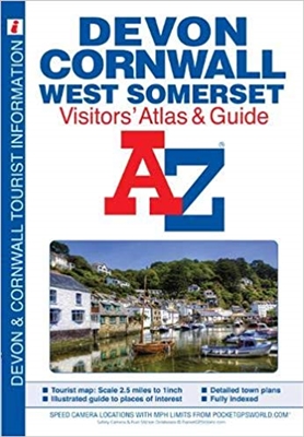 Devon Cornwall  & West Somerset Atlas & Travel Guide combines road maps of 25 miles to 1 inch with town plans and places of interest information. It has 37 pages of detailed visitor road maps covering whole of Devon and Cornwall and part of West Somerset