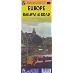 European Roads & Railways Map. This map shows how to get around Europe by planes, trains and automobiles, but mostly the last two. Included are inset maps of Northern Scandinavia and Iceland.