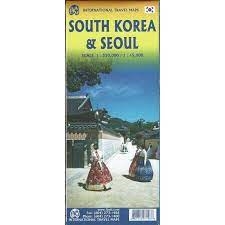 South Korea & Seoul Travel map. This is a detailed map featuring transportation routes, points of interest and accommodation locations. Includes a map of Seoul on the back. Ships folded.