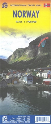 Norway Travel & Road map.   This is a very detailed waterproof map of Norway showing all the roads, rivers, top attractions, icons with points of interest, airports, parks, railways, and more.