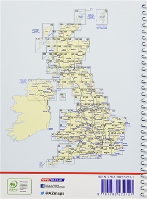 Great Britain & Northern Ireland Handy Road Atlas. This A-Z map of Great Britain is a full color, spiral bound handy road atlas. Its compact size (approximately A5) makes it ideal for a car glove box. Featuring 179 pages of detailed road mapping, this atl