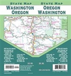 Oregon Washington Road Map.  This is a detailed road map which covers Bellingham, Columbia River Gorge, Crater Lake National Park, major cities, and more.