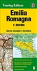 Emilia Romagna Travel & Touring map. This travel map of Emilia Romagna in Italy Includes roads with distances between points and chevrons for how steep it is, places names, points of interest and really nice cartography with shaded relief. Boundaries are