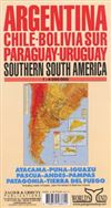 Argentina, Chile, Bolivia, Paraguay & Uruguay Travel map. This regional map covers of Argentina, Southern brazil, Chile, Southern Bolivia, Paraguay & Uruguay. Includes road map with distances, national parks and protected areas. Includes special maps of M