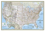 USA Classic - National Geographic Wall Map. Our most popular United States wall map. Features all 50 States with insets for Alaska and Hawaii. All major cities, transportation routes, State boundaries, National Parks, inland waterways, and mountain ranges