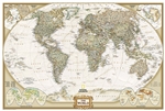 World Executive National Geographic Wall Map Poster. This elegant, richly colored antique-style world map features the incredible cartographic detail that is the trademark quality of National Geographic. The map features a Tripel Projection, which reduces