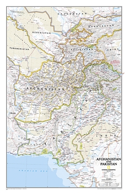 Afghanistan and Pakistan Classic National Geographic Wall Map