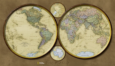 World Hemispheres National Geographic Wall Map