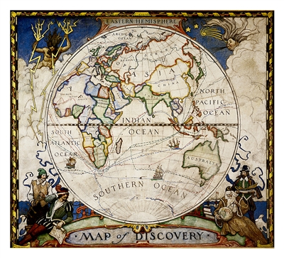 Map of Discovery - Eastern Hemispheres National Geographic