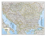 Balkans Political Wall Map - National Geographic. The map covers Albania, Austria, Bosnia and Herzegovina, Bulgaria, Croatia, Hungary, Kosovo, Macedonia, Moldova, Montenegro, Romania, Slovenia, as well as the outlying border countries of Greece, Italy, Sl