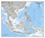 SE Asia Political Wall Map - National Geographic. The Southeast Asia map is a detailed classic style reference map containing detailed bathymetric data and current political boundaries, as well as thousands of place names. Also shown are the regions updat