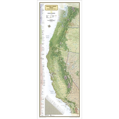 Pacific Crest Trail USA Wall Map - National Geographic. National Geographic's map of the Pacific Crest Trail is ideal for fans and hikers of this magnificent National Scenic Trail. It makes a great planning tool or as reference to track progress on the 2,