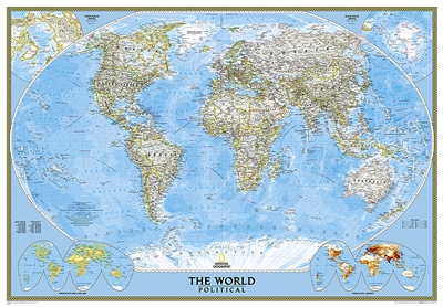 World Political Wall Map XL - National Geographic. Enjoy the accuracy and beauty of the latest world map from the cartographers at National Geographic. This map features the Winkel Tripel projection to reduce distortion of land masses as they near the pol