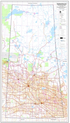 This aesthetic Saskatchewan base map covers the entire province at a scale of 1:1,000,000. This easy to read wall map depicts places (cities, towns, villages, unincorporated areas), rivers and lakes, primary roads, parks, military and native reserves. The