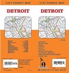 Detroit Michigan city street map. This folded map includes these areas: Dearborn, Detroit, Grosse Pointe, Livonia, Romulus, Taylor, Westland, Wayne County North. Made by GM Johnson.