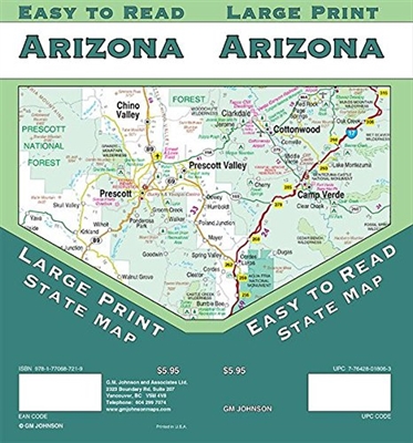 Arizona State USA large print road map. Easy To Read State Folded Map is a must-have for anyone traveling in and around Arizona, offering unbeatable accuracy and reliability at a great price. Our trusted cartography shows all Interstate, U.S., state, and