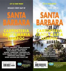 Santa Barbara, Carpinteria and Santa Maria California city street map. Includes Santa Barbara County, Santa Ynez Valley, Beullton, Goleta, Lompoc, downtown Santa Barbara, Beullton, Carpinteria, Goleta, Guadaloupe, Lompoc, Las Alamos, Montecito, Solvang, V