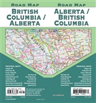 Alberta British Columbia Road Map.   This is a detailed road map of both provinces together which insets of 10 major cities, and over four regional areas.