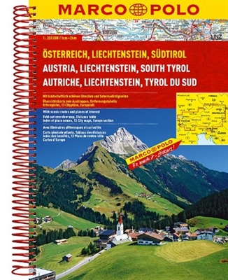 Austria & Liechtenstein & South Tyrol Road Atlas. Includes places such as Munich, Wein, Graz, Maribor, Salzburg and Innisbrook. Marco Polo Atlases feature unique spiral binding with a wrap-around spine. The high quality cartography with distance indicator