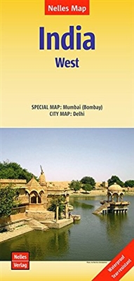 Western India travel map. Featuring a new-style cover and easy fold system, this map of Western India is marked with tourist attractions and public transport systems, and includes inset maps of major cities. It provides information on hotels. The map incl