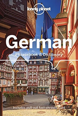 German Phrasebook and Dictionary by Lonely Planet. Don't be put off by the fact that German tends to join words together to express a single notion. It is not hard to tell parts of words, and you will have fun recognizing the Football World Cup qualifying