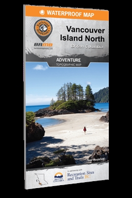 Vancouver Island North BC Adventure Trail map.  Covers the areas around Port Hardy, Port McNeill, Gold River, Campbell River, Courtenay/Comox and more, this is your ultimate guide to exploring one of the most breathtaking areas in the world. This Vancouve