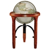 National Geographic Jameson - 16 inch Floor Globe. This modern world globe is designed in antique parchment style. The solid hardwood base is very intricate and it's heavy wrought iron metal stretcher is strong and adds to the beauty of this globe. The 16