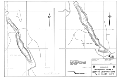 Upper & Lower Chain Lake Hydrographic Chart. Bathymetric maps are similar to topographic maps, except they show contours of depth in a lake or reservoir, rather than contours describing the height of a mountain. Bathymetry is a useful technique for Fisher