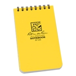 Rite in the Rain Notebook - Pocket Top Spiral - Yellow. This waterproof 3" x 5" Top-Spiral Notebook is small enough to fit comfortably in your pocket and tough enough to survive any of Mother Nature's onslaughts. This scrappy pocket notebook will survive