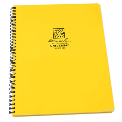 Rainproof Spiral Yellow Notebook 8.5 x 11. If you're needing a large format notebook, look no further. The Maxi-Spiral Notebooks have strong Polydura covers, side spiral wire-o binding, and 84, 8 1/2" x 11" pages (42 sheets). Type 373MX.