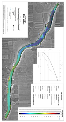 Chin Lakes Bathymetric Chart. Bathymetric maps are similar to topographic maps, except they show contours of depth in a lake or reservoir, rather than contours describing the height of a mountain. Bathymetry is a useful technique for Fisheries management