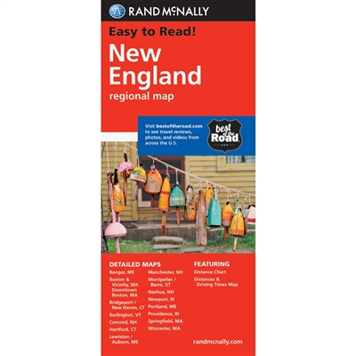 New England Regional Road map. Includes detailed maps of Bridgeport, Hartford, New Haven, Boston & area, Downtown Boston, Springfield, Worcester, Bangor, Lewiston, Portland, Concord, Manchester, Nashua, Newport, Providence & Burlin. This is a must have ma