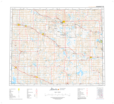 AB073D - WAINWRIGHT - Topographic Map. The Alberta 1:250,000 scale paper topographic map series is part of the Alberta Environment & Parks Map Series. They are also referred to as topo or topographical maps is very useful for providing an overview of a