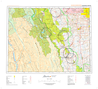 AB082J - KANANASKIS LAKES - Topographic Map. The Alberta 1:250,000 scale paper topographic map series is part of the Alberta Environment & Parks Map Series. They are also referred to as topo or topographical maps is very useful for providing an overview o