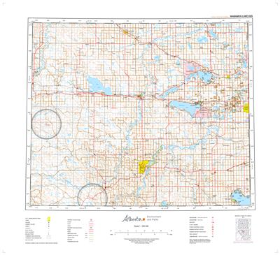 AB083G - WABAMUN LAKE - Topographic Map. The Alberta 1:250,000 scale paper topographic map series is part of the Alberta Environment & Parks Map Series. They are also referred to as topo or topographical maps is very useful for providing an overvi