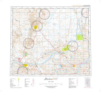 AB083J - WHITECOURT - Topographic Map. The Alberta 1:250,000 scale paper topographic map series is part of the Alberta Environment & Parks Map Series. They are also referred to as topo or topographical maps is very useful for providing an overvi